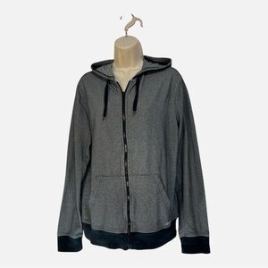 Tony Hawk Lightweight Zip Up Hoodie Jacket Gray with Black Trim, Unisex M